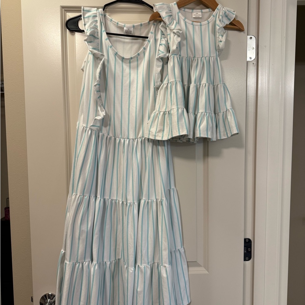 Matching Striped Ruffle Dresses